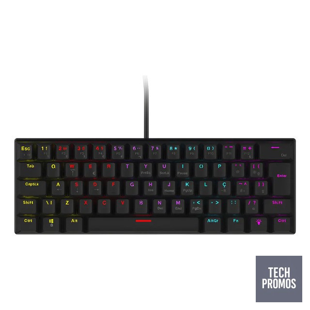 Teclado Mecânico 60% Vinik Anihi Red Switch RGB ABNT2 USB Preto