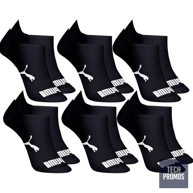 Kit 6 Pares Meias Invisível Puma Sapatilha Adulto Original