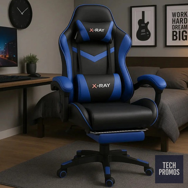 Cadeira Gamer Profissional Reclinável Apoio De Pés Cinza