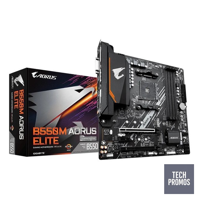 Placa Mãe Gigabyte B550 M Aorus Elite, Socket Am4, Ddr4 Matx Preto