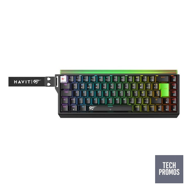 Teclado Magnético Gamer Havit KB921L Pro-SP 65% 69 Teclas Rapid Trigger 0,01mm 8000Hz RGB Hall Effect Com Fio USB-C Cor Preto