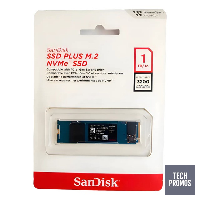 Ssd M.2 Nvme 1tb Sandisk Plus Sdssda3n-1t00-g26 3200mbps Azul-marinho