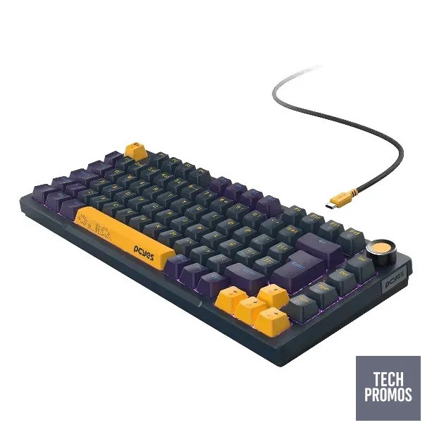 Teclado Mecânico 75% Pcyes Arkeum Sunset Edition Switch Blue Preto Português Brasil