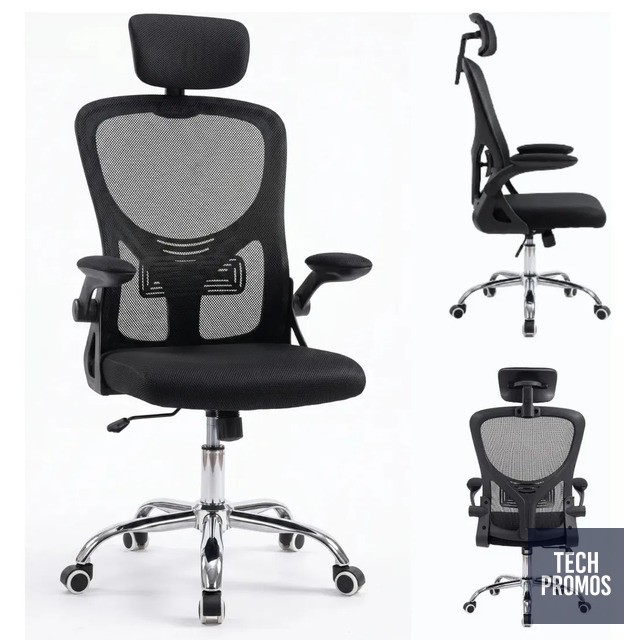 Cadeira Ergonômica Escritório Mesh Giratória Reclinável Eagl Preto Mesh