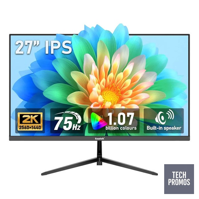 Monitor Gamer 27 Gfwfolk GF600C 2K QHD IPS 75 Hz HDR10 Freesync VESA - Preto