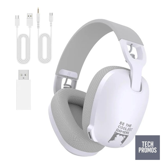 Headset Gamer Profissional Onikuma B2 Bluetooth, P3 Branco E Cinza