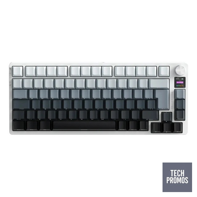 Teclado Gamer Mecânico Sem Fio Tri-mode Gasket Abnt2 C/ Tela Branco Português Brasil